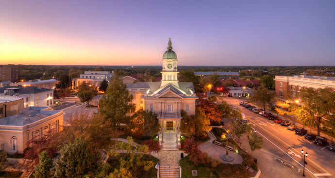 A twilight in downtown Athens, Georgia
