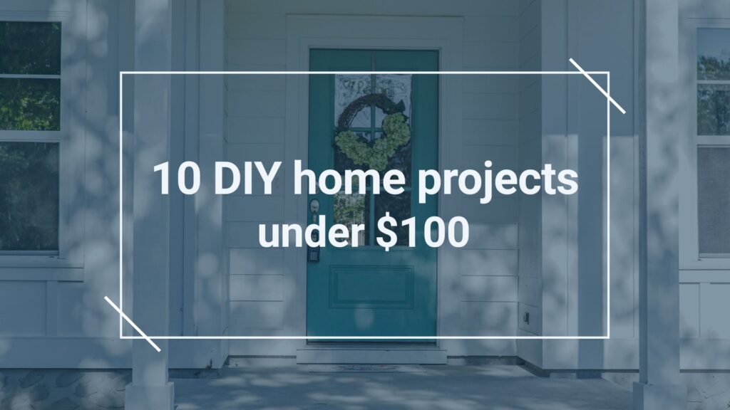 Title for DIY home projects overlay on a picture of a painted front door