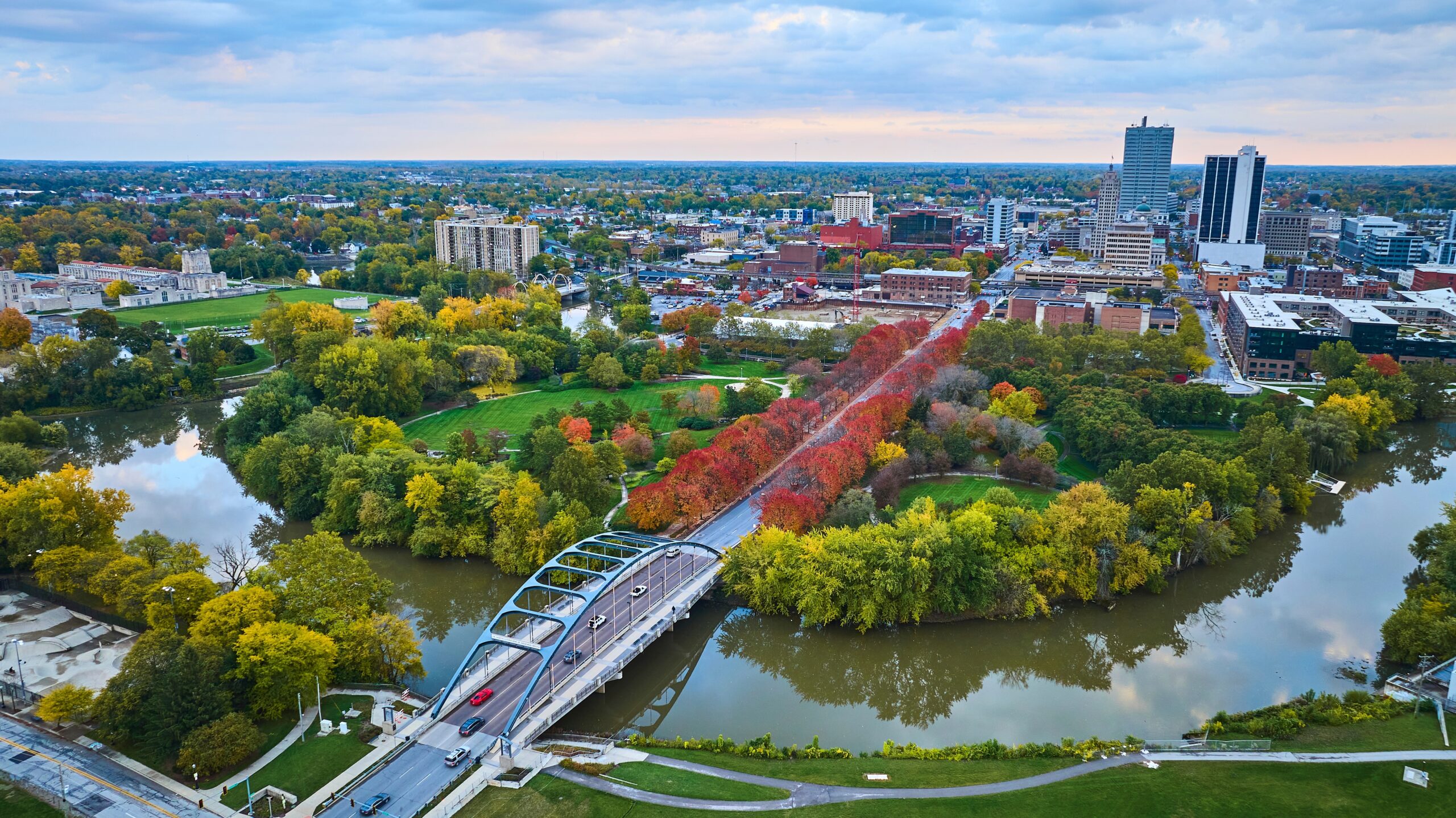 Aerial view of Fort Wayne, Indiana