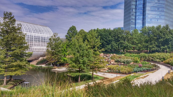 Overlooking Downtown Oasis Crystal Bridge and Skyscraper, Oklahoma City