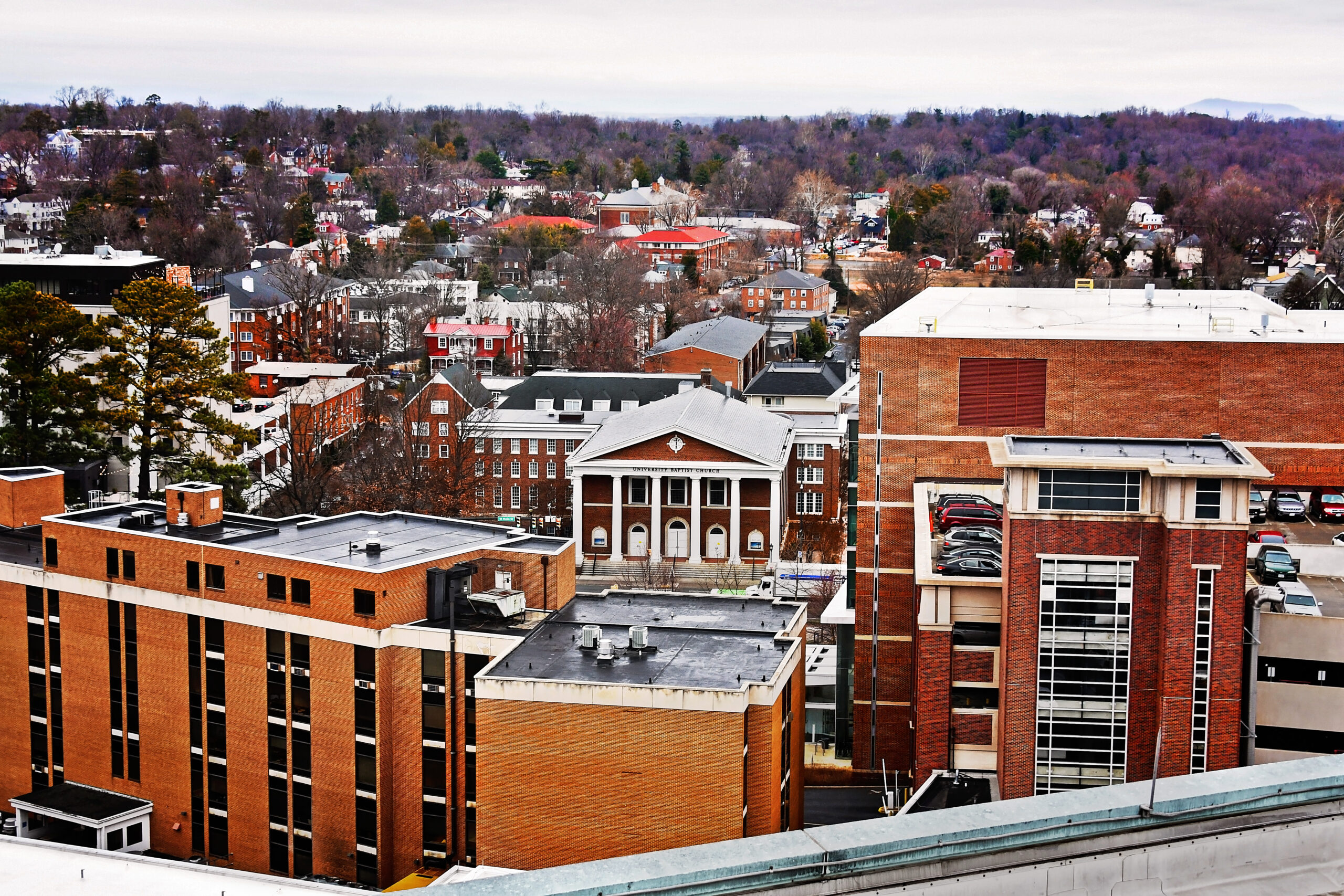 City of Charlottesville, Virginia looking down from above