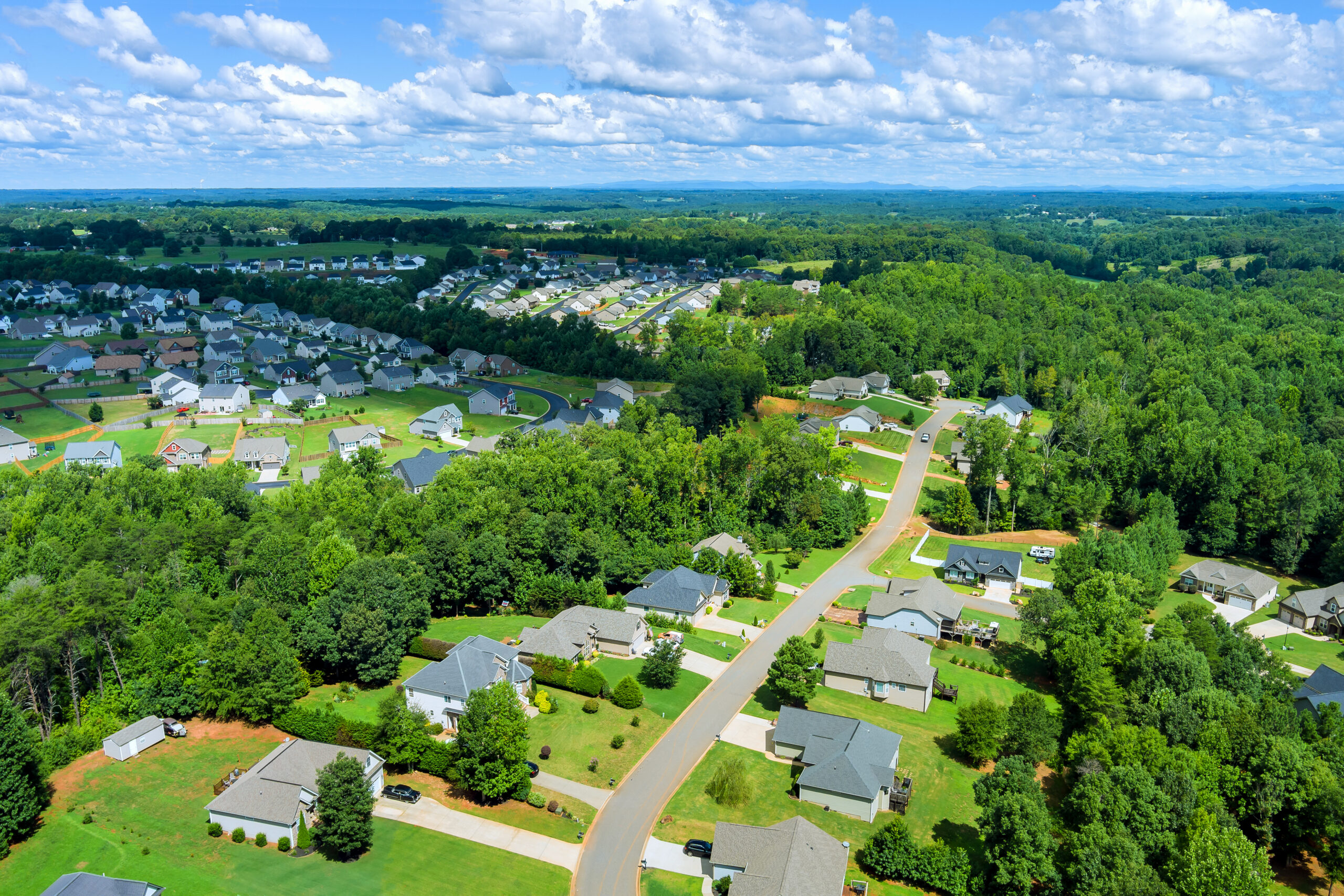 aerial view of the landscape in the countryside
