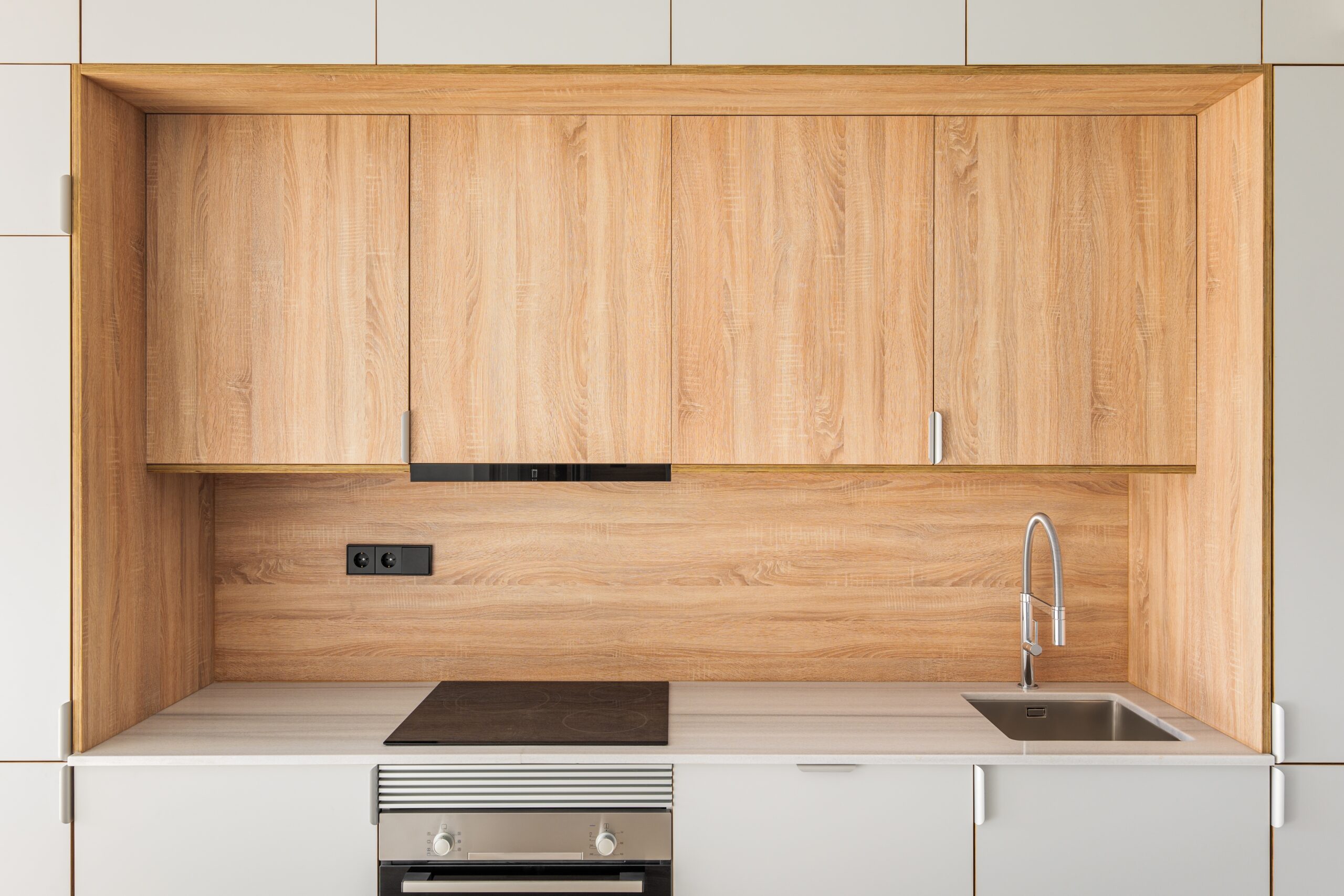 Wooden cabinet in a kitchen