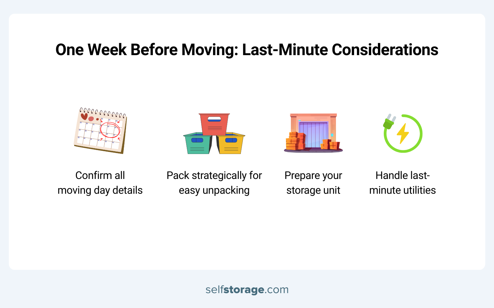 graphics with last-minute considerations for pre-move checklist