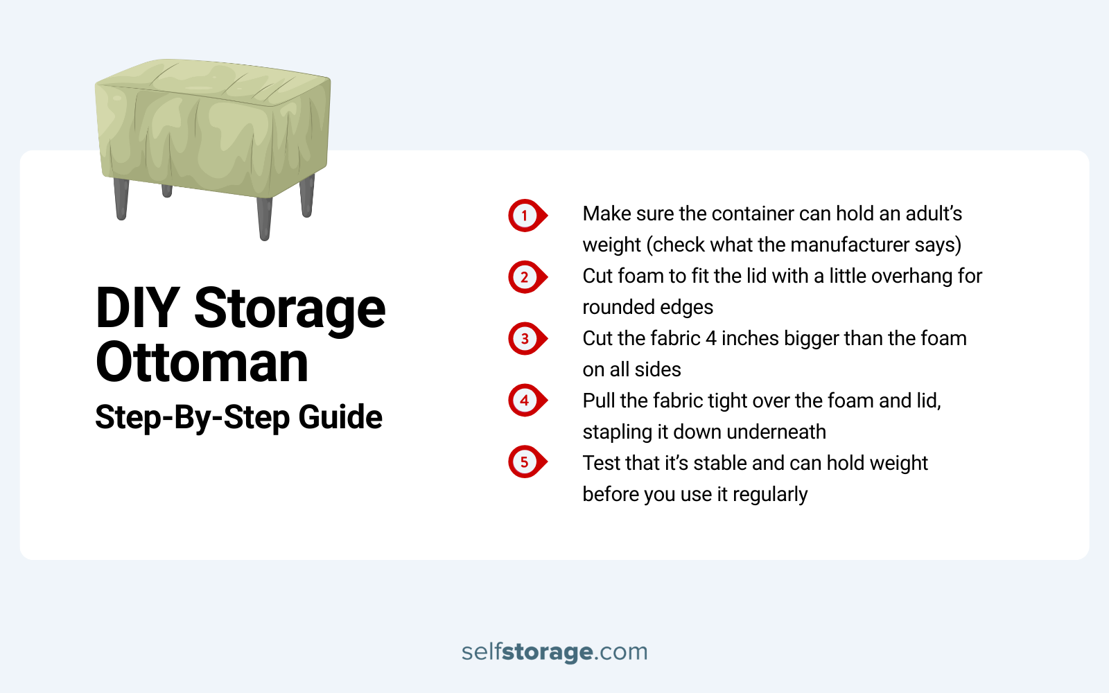 step by step guide for DIY storage ottoman
