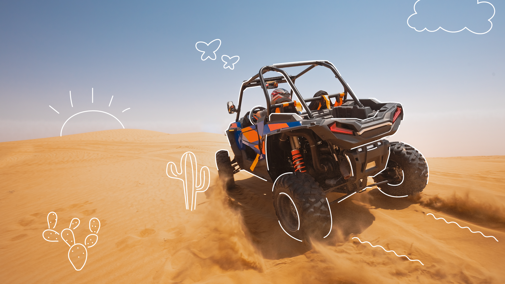 Stylized picture of an ATV driving in the desert