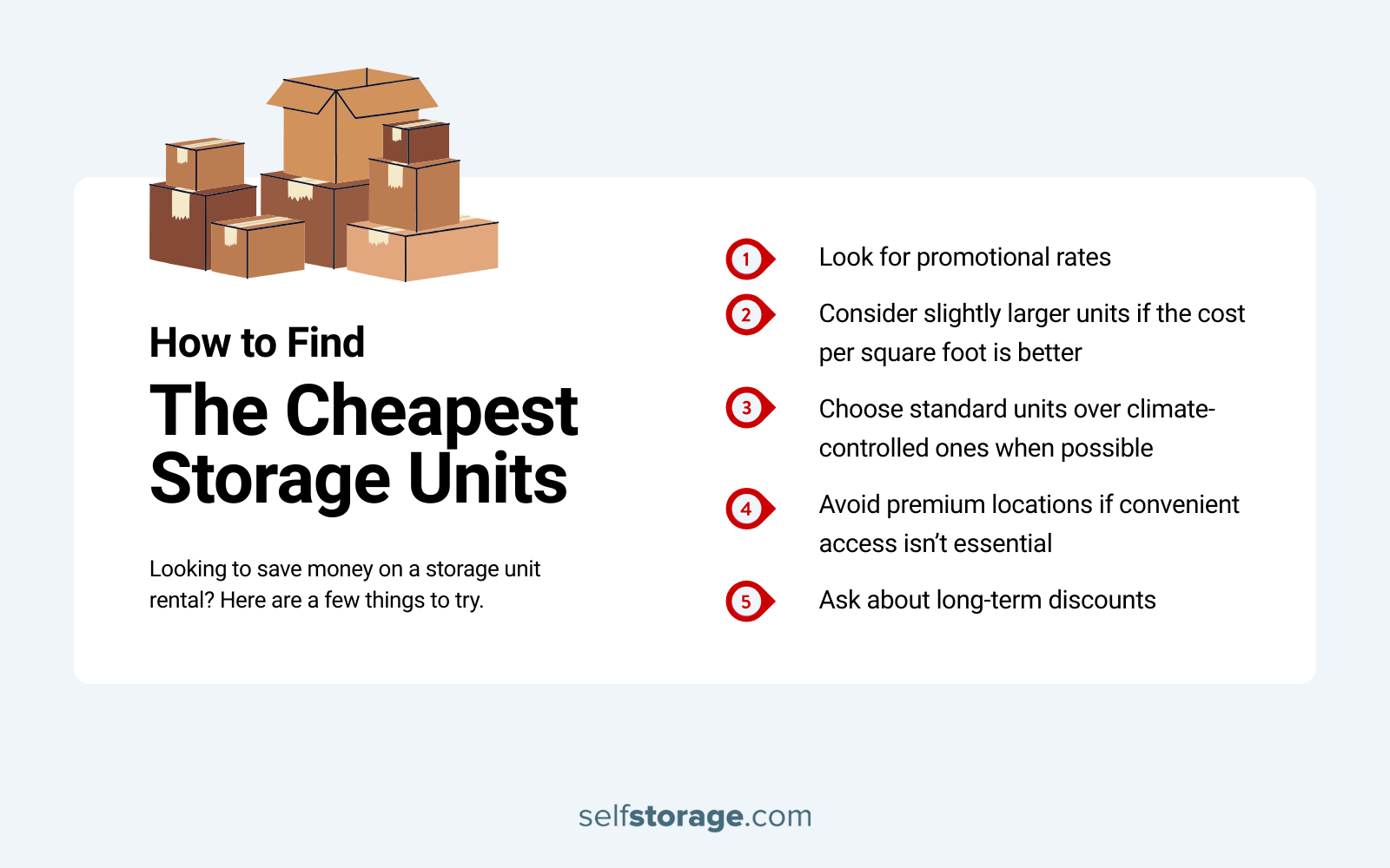 5 tips on how to find the cheapest storage units