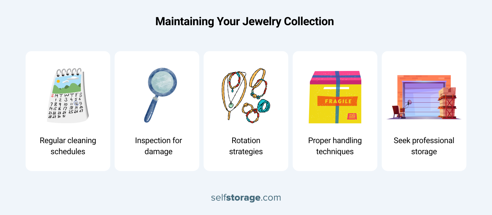 Steps to maintain jewelry collection in storage