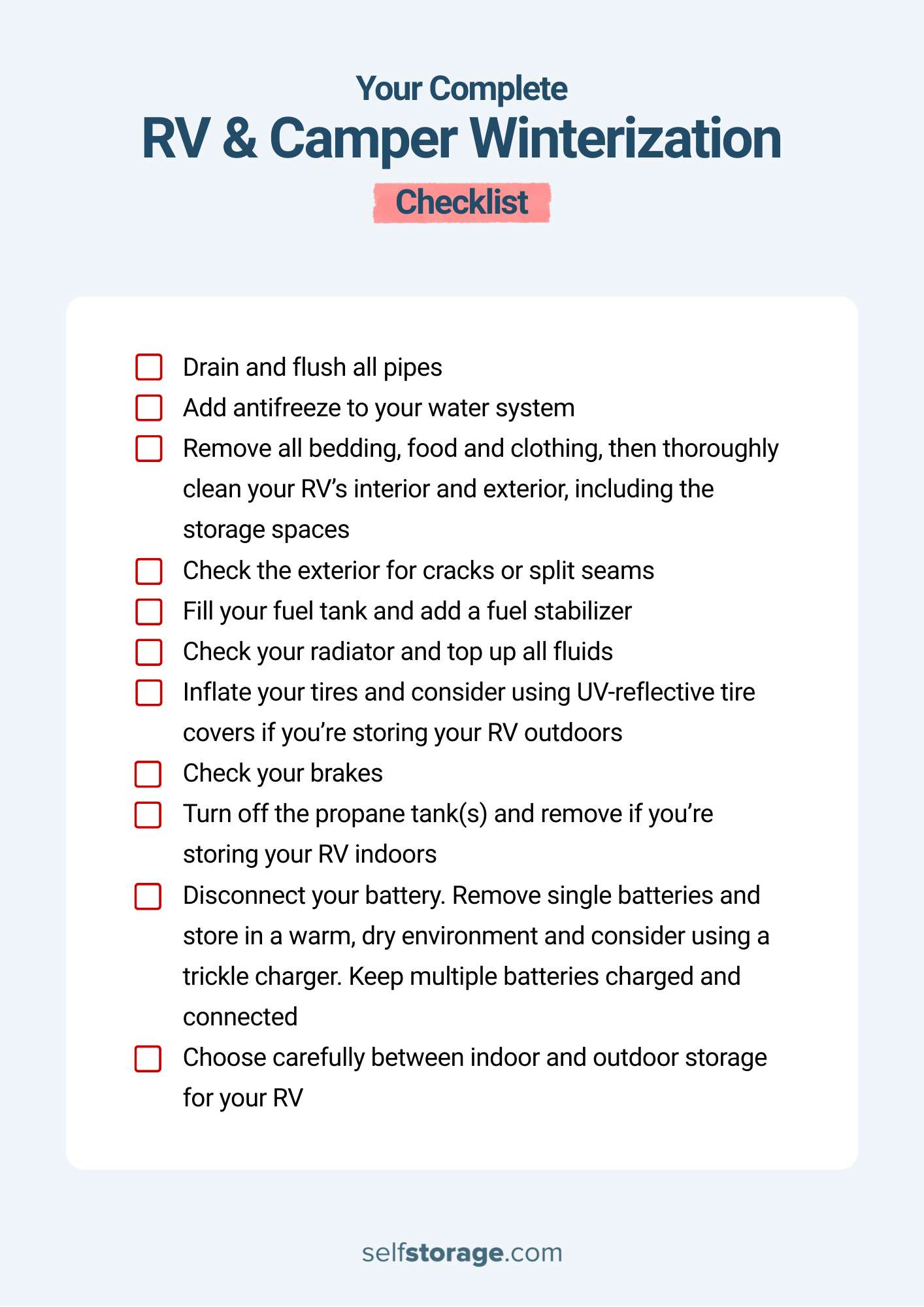 RV winterization checklist