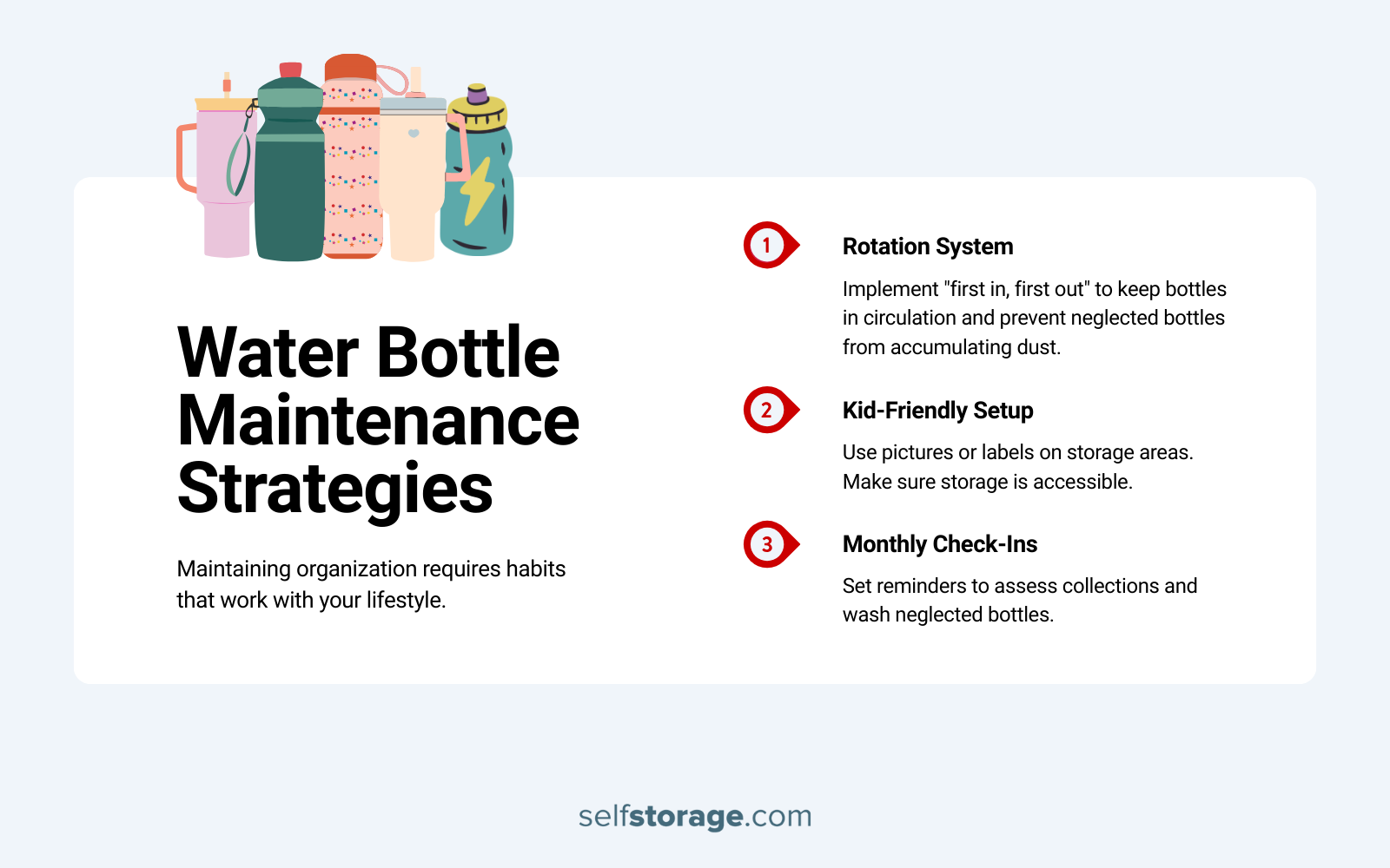 water bottle storage maintenance strategies